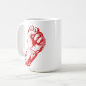Big Red Raised Defiant Fist コーヒーマグカップ (正面左)