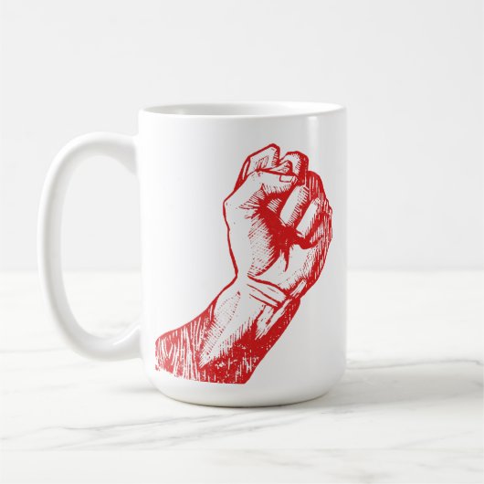 Big Red Raised Defiant Fist コーヒーマグカップ (左)