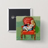 BIg Red Velvet ChairのAlice & Her Cat Dinah 缶バッジ (正面&裏面)