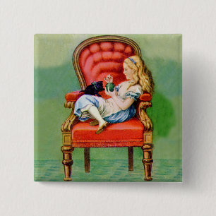 BIg Red Velvet ChairのAlice & Her Cat Dinah 缶バッジ