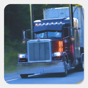 Big Rig Cargo Truck Artトラック スクエアシール