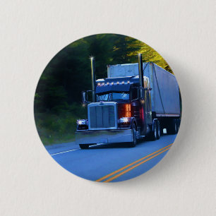 Big Rig Cargo Truck Artトラック 缶バッジ