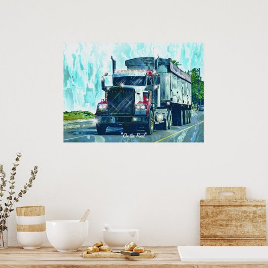 Big Rig Red Freight Truck Driver's Art Poster ポスター (キッチン)