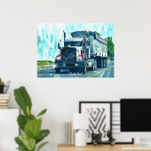 Big Rig Red Freight Truck Driver's Art Poster ポスター (ホームオフィス)
