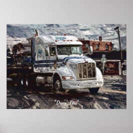 Big Rig White Freight Truck Driver's Art Poster ポスター
