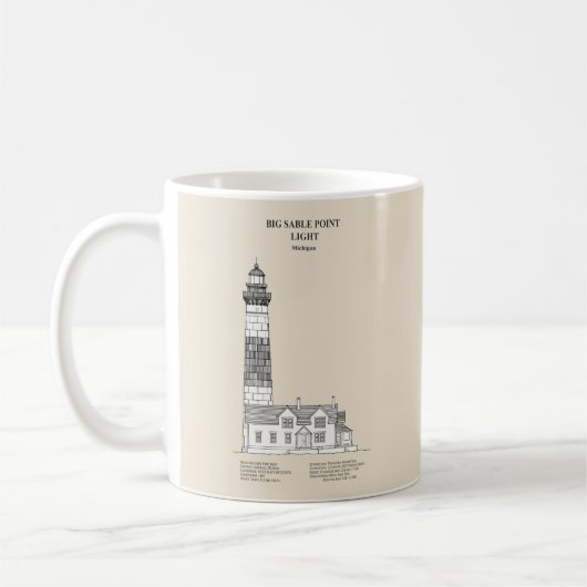 Big Sable Point Lighthouse - Michigan - SBD コーヒーマグカップ (左)
