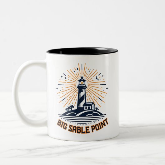 Big Sable Point Lighthouse Sunrise ツートーンマグカップ (左)