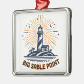Big Sable Point Lighthouse Sunrise メタルオーナメント (左)