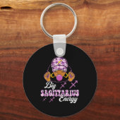 Big Sagittarius Energy Afro Girl With Purple Camou キーホルダー (正面)