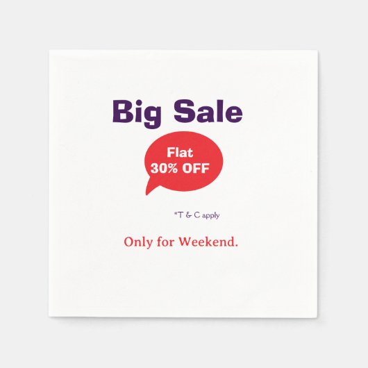 Big sale discount offer weekend company shop T&C スタンダードカクテルナプキン (正面)