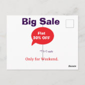 Big sale discount offer weekend company shop T&C ポストカード (裏面)