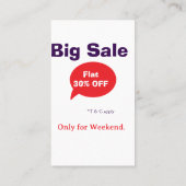 Big sale discount offer weekend company shop T&C 名刺 (裏面)