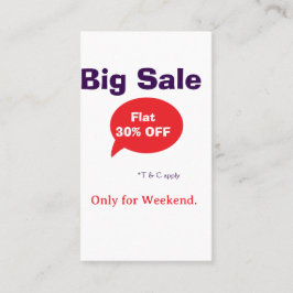 Big sale discount offer weekend company shop T&C 名刺