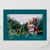 Big Script Foil Single Photo Holiday Card 箔シーズンカード (正面)