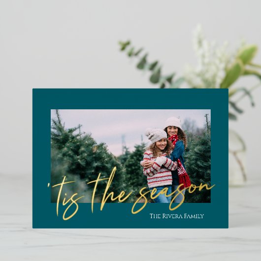 Big Script Foil Single Photo Holiday Card 箔シーズンカード (立ち正面)