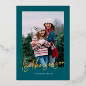 Big Script Foil Single Photo Holiday Card 箔シーズンカード (正面)