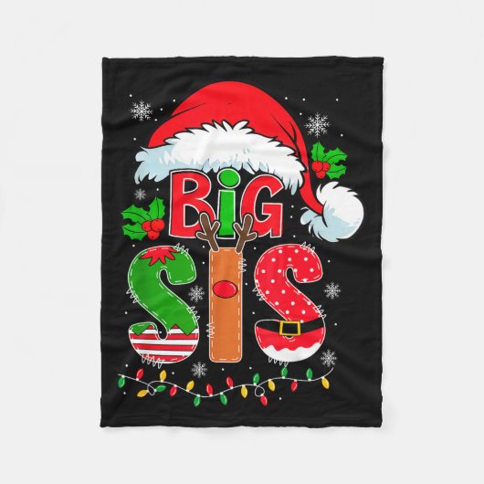 Big Sis Santa Hat New Big Sister Announcement Xmas フリースブランケット (正面)