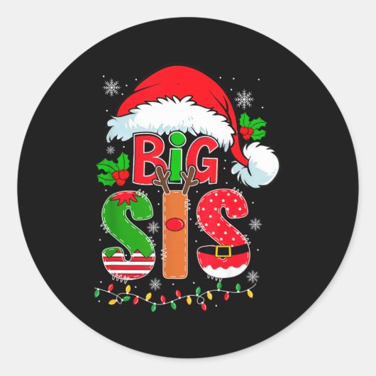 Big Sis Santa Hat New Big Sister Announcement Xmas ラウンドシール (正面)