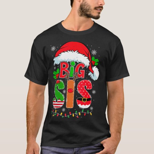 Big Sis Santa Hat New Big Sister Announcement Xmas Tシャツ (正面)