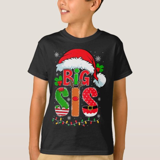 Big Sis Santa Hat New Big Sister Announcement Xmas Tシャツ (正面)
