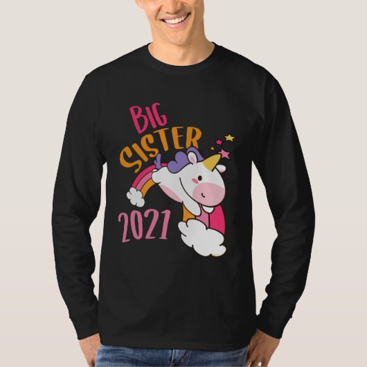 Big Sister 2021 Unicorn Rainbow  Sisters Unicorns Tシャツ (正面)