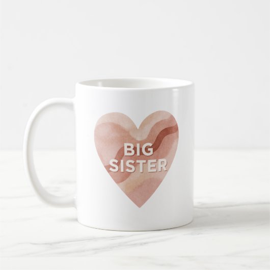 Big Sister Abstract Heart Sticker – Sibling Gift コーヒーマグカップ (左)
