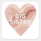 Big Sister Abstract Heart Sticker – Sibling Gift スクエアシール (正面)