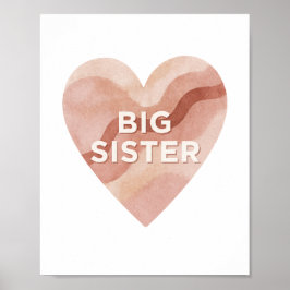 Big Sister Abstract Heart Wall Art Print ポスター