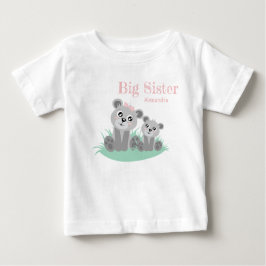 Big sister adjustable name with cute bear ベビーTシャツ