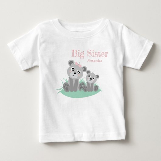 Big sister adjustable name with cute bear ベビーTシャツ (正面)