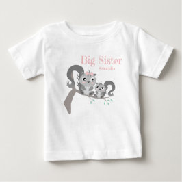 Big sister adjustable name with cute squirrels ベビーTシャツ