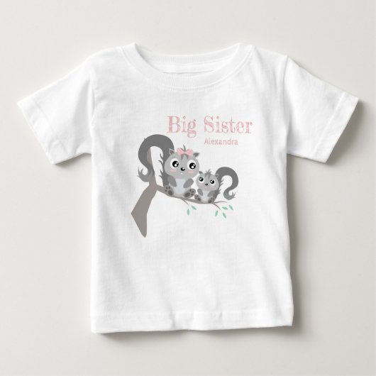 Big sister adjustable name with cute squirrels ベビーTシャツ (正面)