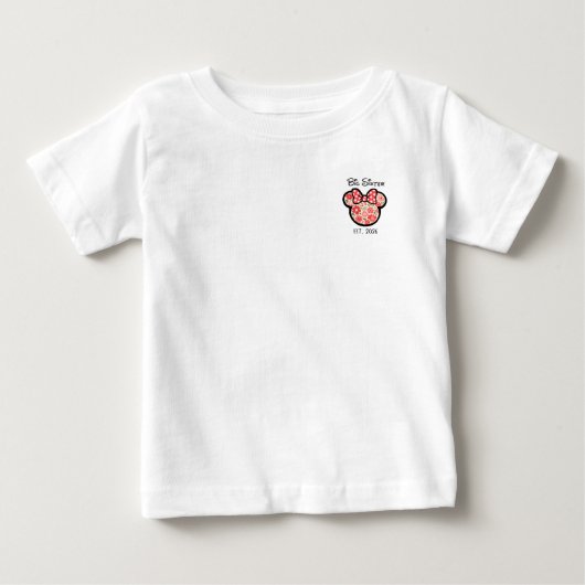 Big Sister Announcement Bow & Mouse Ears EST. ベビーTシャツ (正面)