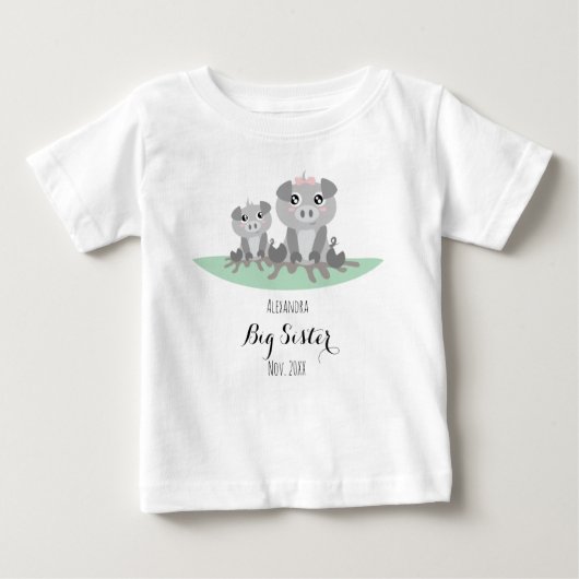 Big sister announcement cute animals ベビーTシャツ (正面)
