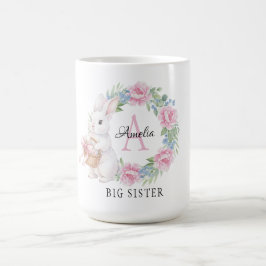 Big Sister Bunny Mug Personalized Pink Rose Flora コーヒーマグカップ