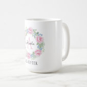 Big Sister Bunny Mug Personalized Pink Rose Flora コーヒーマグカップ (正面右)
