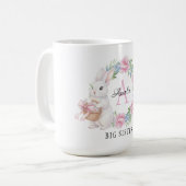 Big Sister Bunny Mug Personalized Pink Rose Flora コーヒーマグカップ (正面左)