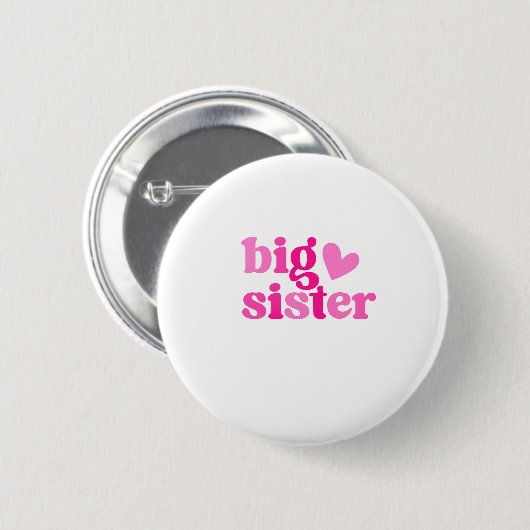 Big Sister Cute Pink Design | New Big Sister Gift  缶バッジ (正面&裏面)