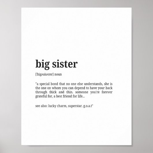 Big Sister Definition Wall Art ポスター (正面)