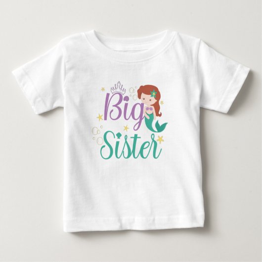 Big Sister Est 2022、Big Sester Mermaid ベビーTシャツ (正面)