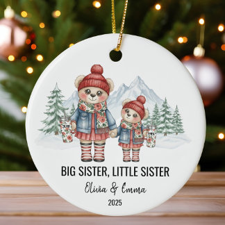 Big Sister Little Sister Personalized Sibling セラミックオーナメント