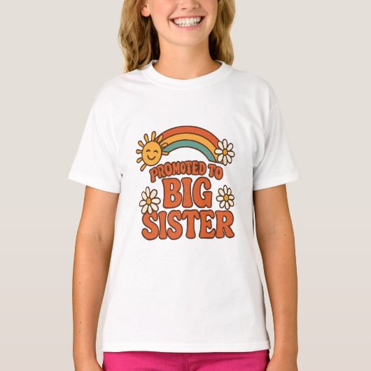 Big Sister Retro New Baby Announcement Tシャツ (正面)