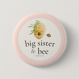 Big Sister To Bee Pink Girl Baby Shower Family  缶バッジ