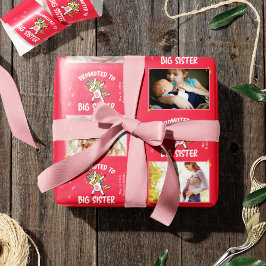 Big Sister Unicorn 5に昇格した写真+文字ピンク ラッピングペーパー