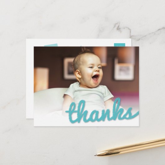 Big Sketch Boy感謝してい's誕生日写真ありがとう ポストカード (正面/裏面インサイチュ)