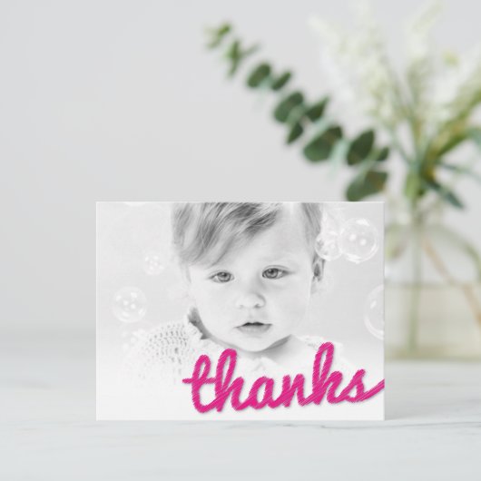 Big Sketch Girlの感謝してい誕生日写真あり ポストカード (スタンド正面)