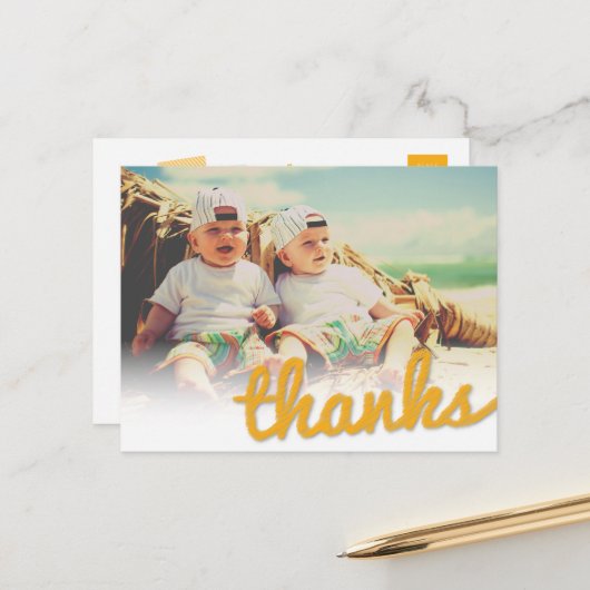 Big Sketch Twins 感謝してい誕生日写真ありがとう ポストカード (正面/裏面インサイチュ)