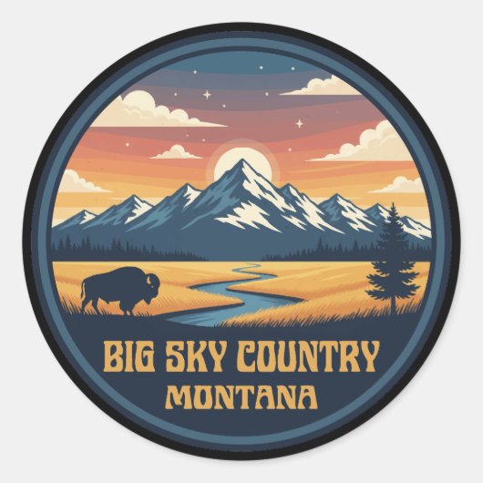 Big Sky Country Montana ラウンドシール (正面)