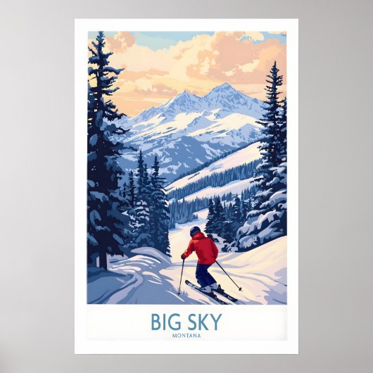 Big Sky Montana Print Ski Resort 1 ポスター (正面)