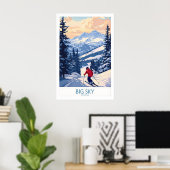 Big Sky Montana Print Ski Resort 1 ポスター (ホームオフィス)